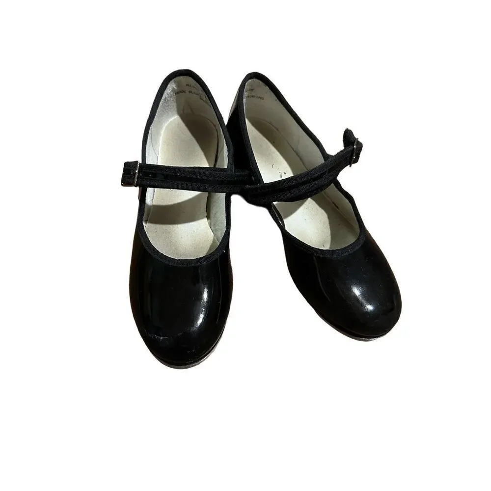 Capezio girls black tap shoes sz 2M‎